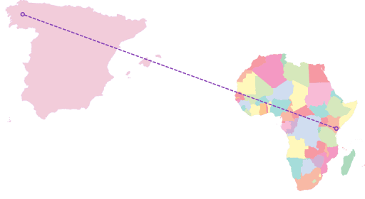 España y África unidas con una línea de puntos